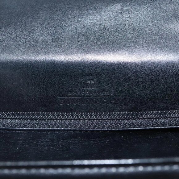 GIVENCHY Hand Bag Leather Black Gold Auth - Picture 13 of 16
